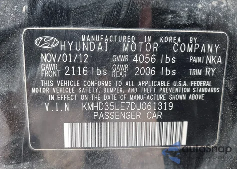 2013 Hyundai Elantra Gt Base W/Blue z USA, uszkodzony, nr VIN KMHD35LE7DU061319